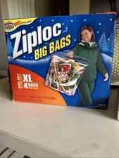 New Ziploc Heavy Duty Big Bags XL 10 Gallons Zip 4 Count Storage Snowflake