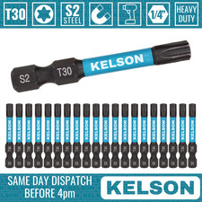 20 x T30 Torx 50mm 2" Impact Screwdriver Bits Magnetic 1/4" Universal KELSON