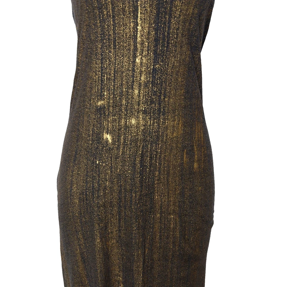 Raquel Allegra Metallic Tank Midi Dress Size S 4 Sleeveless Gold Sparkle - Image 3 of 4
