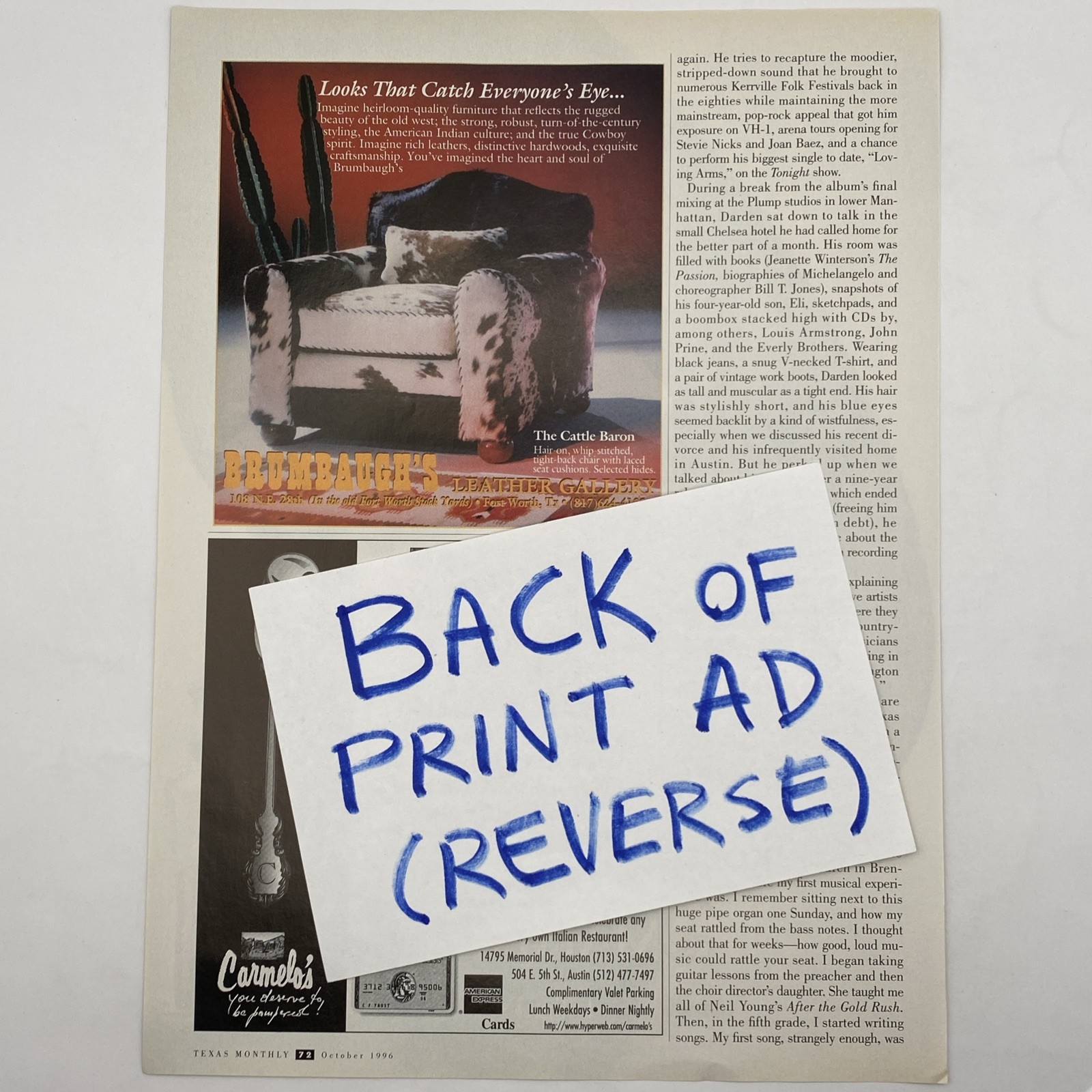 1996 Alexandra de Markoff 96 1/2 Liquid Makeup PRINT AD Woman Large Hat Vtg 90s