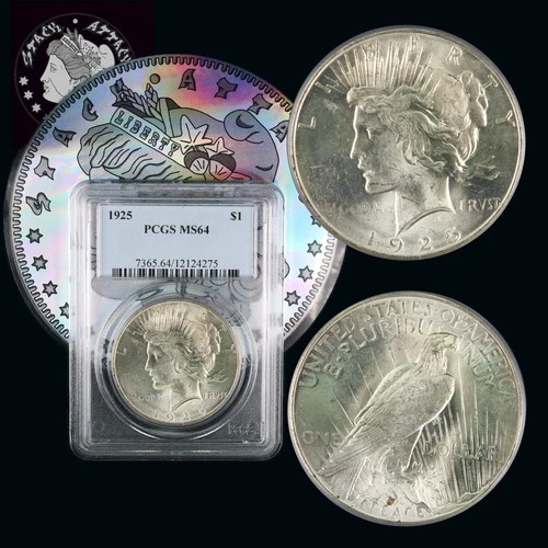 1925 Peace Dollar PCGS MS 64 Lustrous