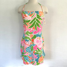 Citrus Tropical Halter Dress Juniors Womens Size L Made In USA 90s VTG NWT