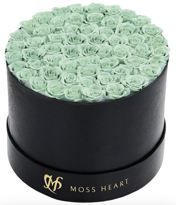 Forever Roses 50 Mini Teal Preserved REAL Flowers Eternity Roses Boxed