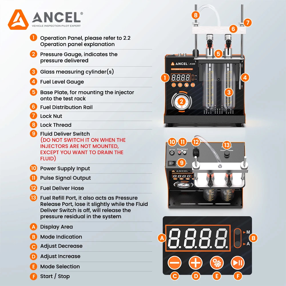 ANCEL JC200 JC400 JC600 Fuel Injector Tester Cleaner Ultrasonic Cleaning Machine