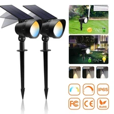 2Pack Solar Power LED Landscape Light Outdoor Garden Yard Pathway Lawn Spotlight