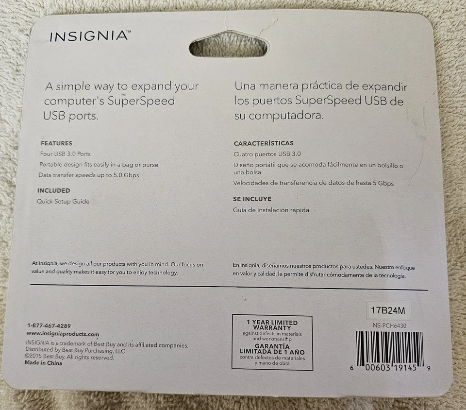 Insignia NS-PCH6430 4-Port USB 3.0 Travel Hub - Black - Image 2 of 3