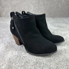 Torrid Double Zip Ankle Booties Boots Women's Size 11 Black Suede 3" Heels