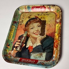 Vintage Coca-Cola Metal Serving Tray Thirst Knows No Season Rustic Americana