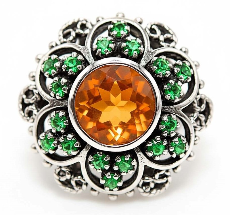 3CT  Citrine 925 Sterling Silver Filigree Ring Sz 5 PC9-4