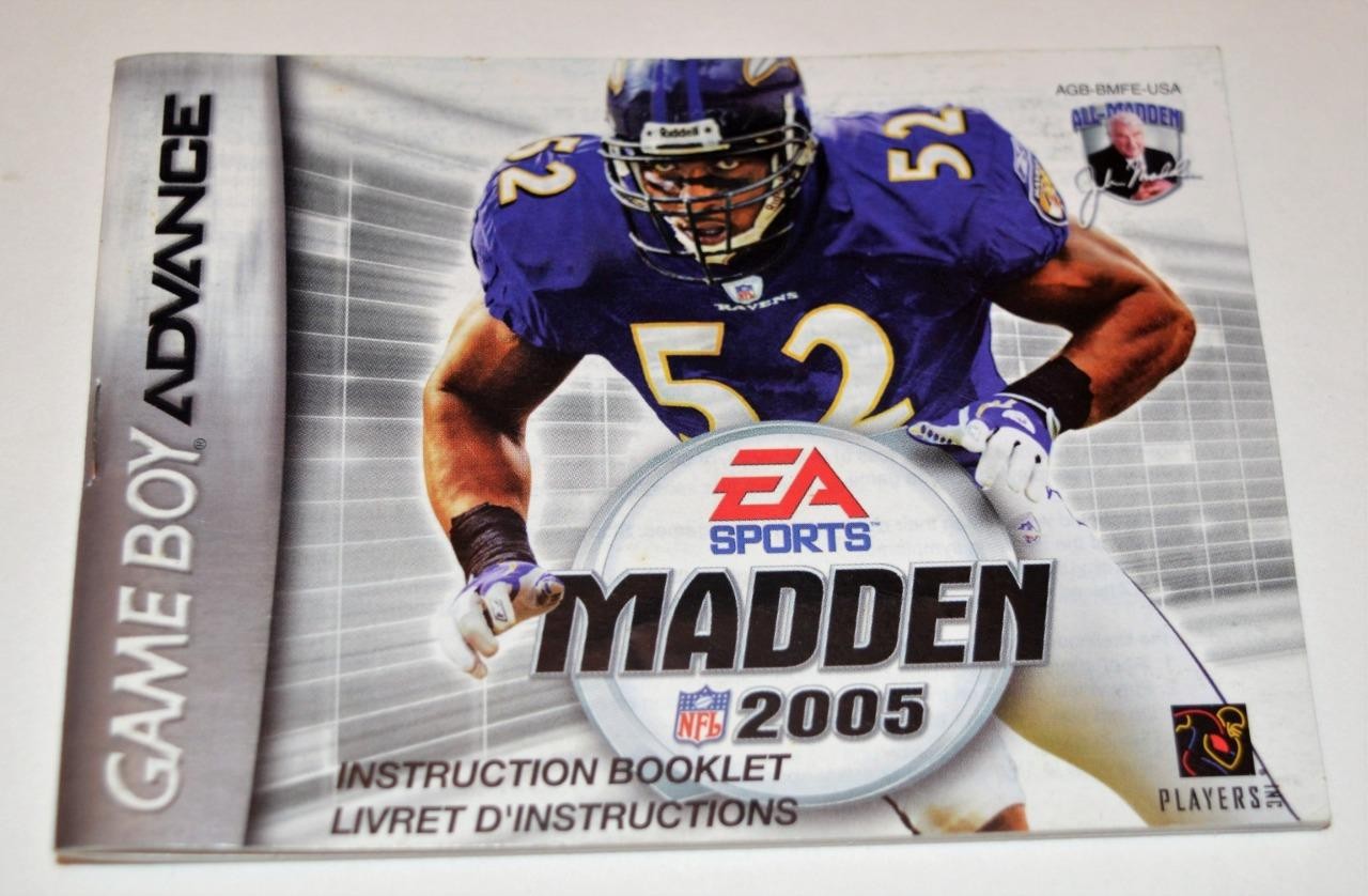 MANUAL ONLY Madden NFL 2005 Nintendo Game Boy Advance Instruction Booklet