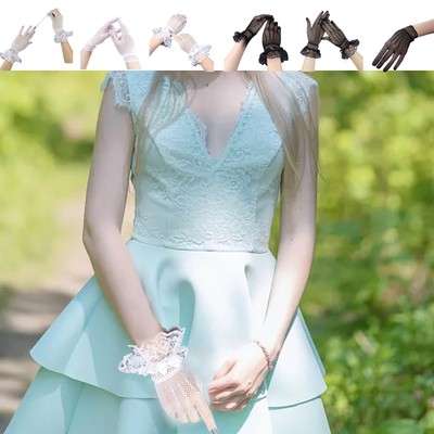 1 Pair Women Short Lace Gloves Gothic Bride Wedding Mittens Sexy Lace Gloves