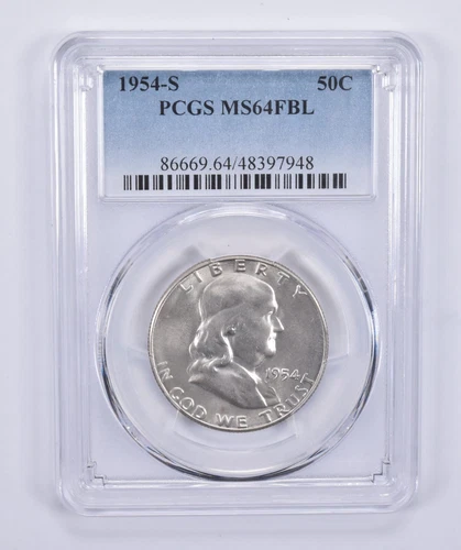 1954-S Franklin Half Dollar MS64 FBL PCGS Blue Label
