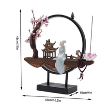 Ceramic Backflow Incense Burner Holder with 3-Gear LED Night Light