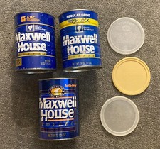 3-Vintage, Maxwell House Coffee Cans, with Lids, 2-16 oz 1-13oz, Used, No Coffee