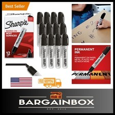 12 Count King Size Chisel Tip Permanent Markers - Water Resistant Non-Toxic