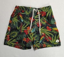 Caribbean Joe Swim Trunks Men's Size Large Multi-color Parrot Tropical 6" Inseam