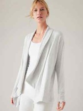 NEW Athleta Women Pranayama Restore Wrap Soft Thumbholes Cardigan Grey Heather