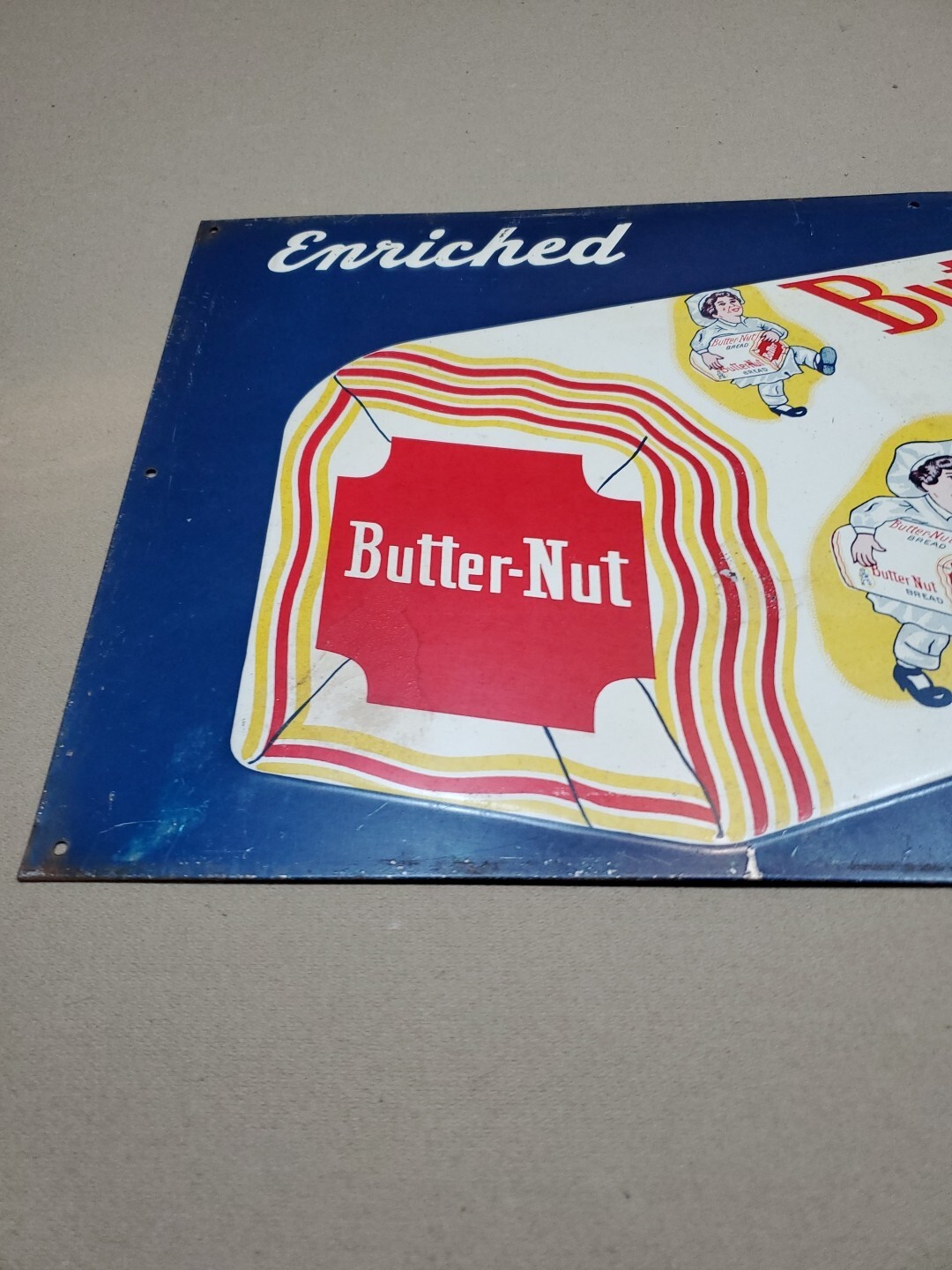 c.1940s Original Vintage Enriched ButterNut Bread Sign Metal Embossed Baker Gas eBay