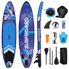 11FT SUP Paddle Board Inflatable Sports Surfboard Kayak Seat Complete Kit Blue