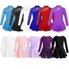 Girls Kid Gymnastics Leotard Skirt Ballet Dance Dress Skating Tied Skirt Costume