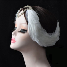 Handmade Feather Forehead Headdress Princess Wedding Ballet Headband Fascinator