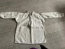 Vintage rare child’s shirt made from french grain sacks initials OS