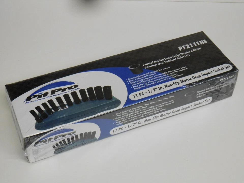 Sunex Pit Pro PT2111NS 11pc 1/2" Drive Non-Slip Metric Deep Impact Socket Set - Image 2 of 4