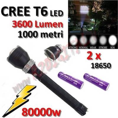 Torcia LED 80000W 3600 Lumen: Potenza Militare Con Zoom Regolabile Per Esterno