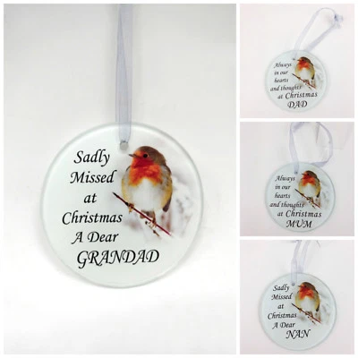 APAC Robin Glass Christmas Tree Hanging Plaque/Decoration Memorial Xmas Bauble