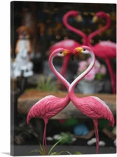 ARTCANVAS Plastic Pink Flamingo Heart Canvas Art Print
