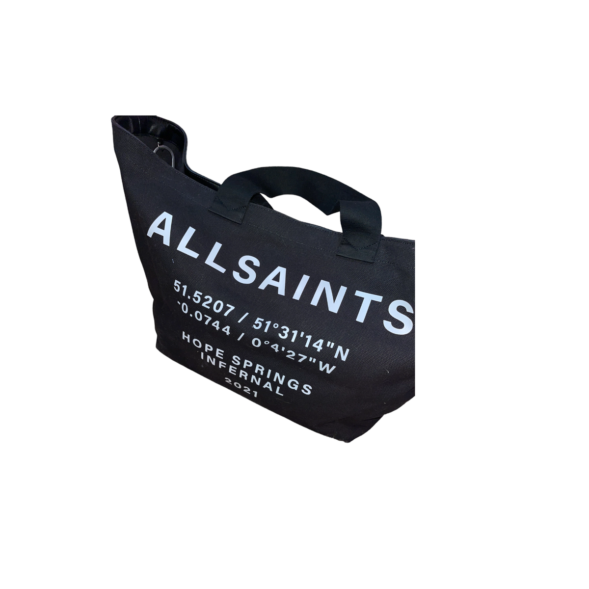 Stylish All Saints Clarendon Logo Large Print Canvas Tote