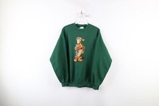Vintage 90s Disney Mens Medium Faded Winnie the Pooh Tigger Sweatshirt Green
