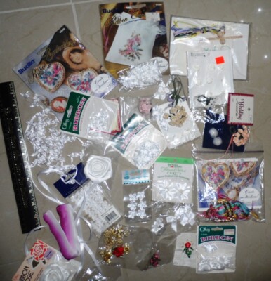 Mixed Lot Ribbon Appliques Craft Sewing Kit White Pink - will add some ...