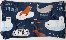 unbranded fleece pillow case with artic animals penguins walrus LOT C