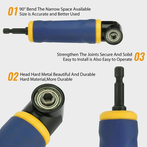 90°Degree Right Angle Extension Screwdriver Socket Adapter Drill Attachment Tool - Picture 6 of 8