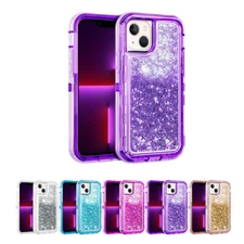 For iPhone 13 Pro Max/ 13 Shockproof Armor Glitter Quicksand Glitter Liquid Case