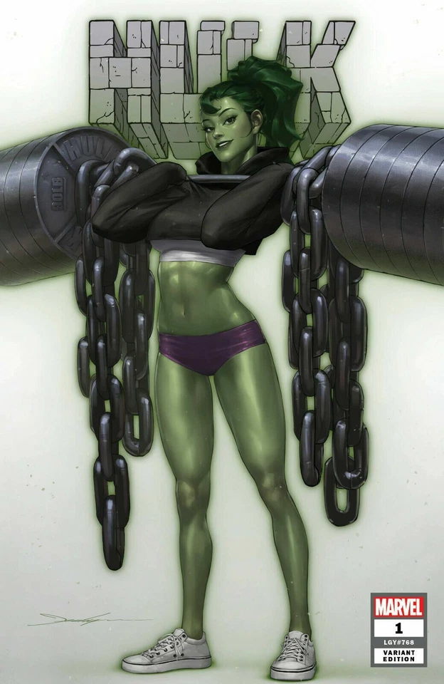 Hulk #1 Jeehyung Lee She-Hulk Weightlifting Pin-Up GGA Variant Trade Dress