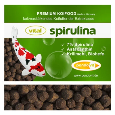 VITAL - SPIRULINA Premium Koifutter 6 kg / 6 mm Farbfutter Teich pondovit