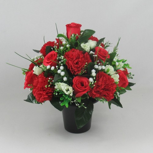 Artificial/silk memorial grave flower arrangement Long lasting Roses Carnations - Picture 4 of 4