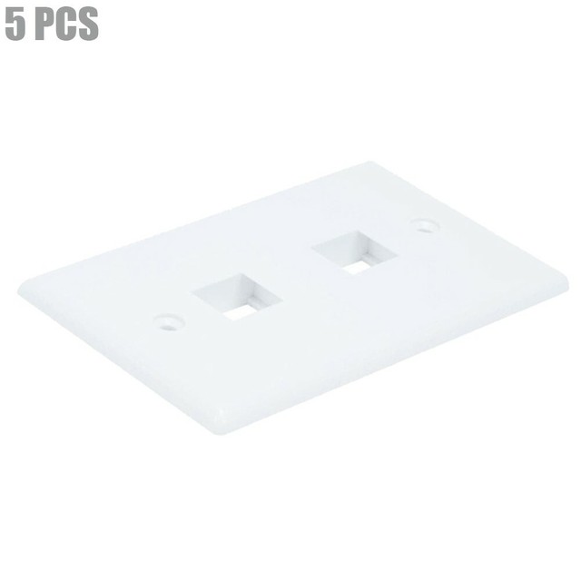 5 Pcs Single Gang Dual Port Hole Wall Plate Faceplate For Keystone Jack