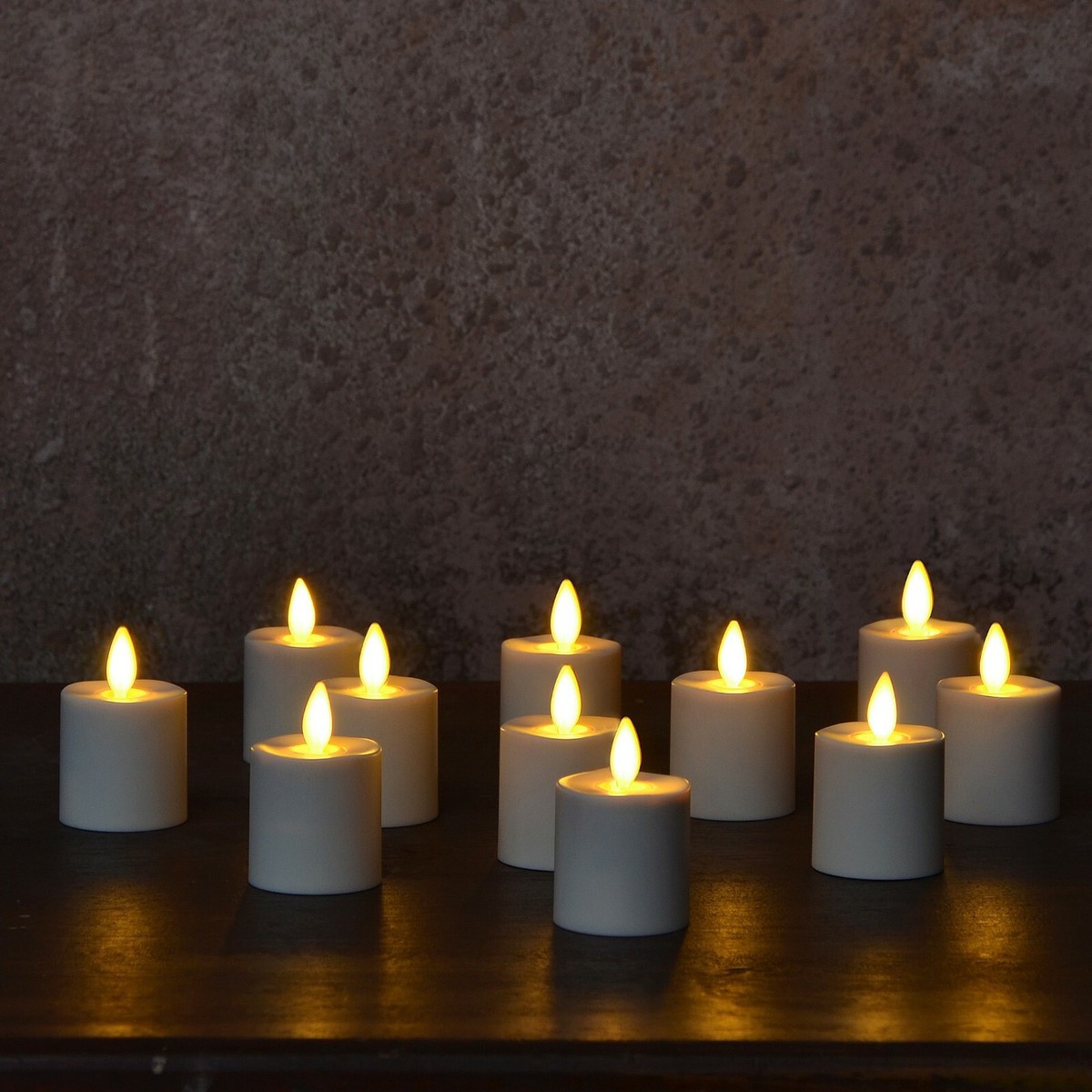 Luminara Rechargeable Flameless Tea Lights - Set Of 6 Ivory Candles With Remote & Charger