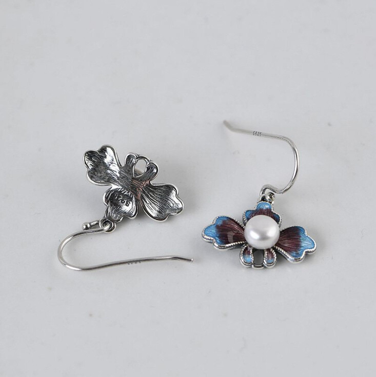 Orecchini Da Donna In Argento Sterling 925 A Forma Di Fiore | Stile Vintage Annerito | NicoWerk SOS314 | Piccoli E Delicati - 3