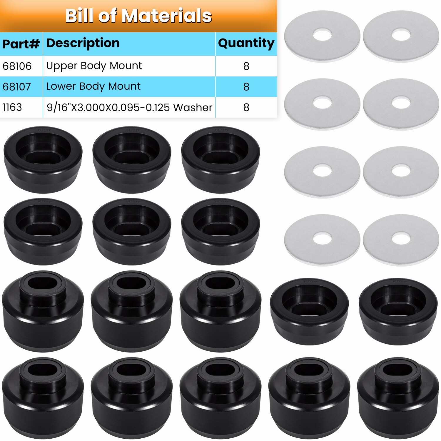 Front Caliper Bushing For Chevy Silverado 1500 2005-2016 - Direct Replacement Part 81422HJ