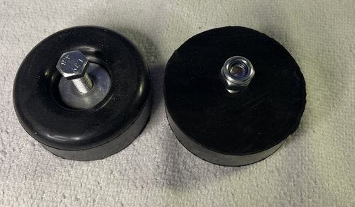 Two (2) Trailer Ramp Door Rubber Bumpers, 2.5" Round Rubber Stops w/bolts - Picture 2 of 3
