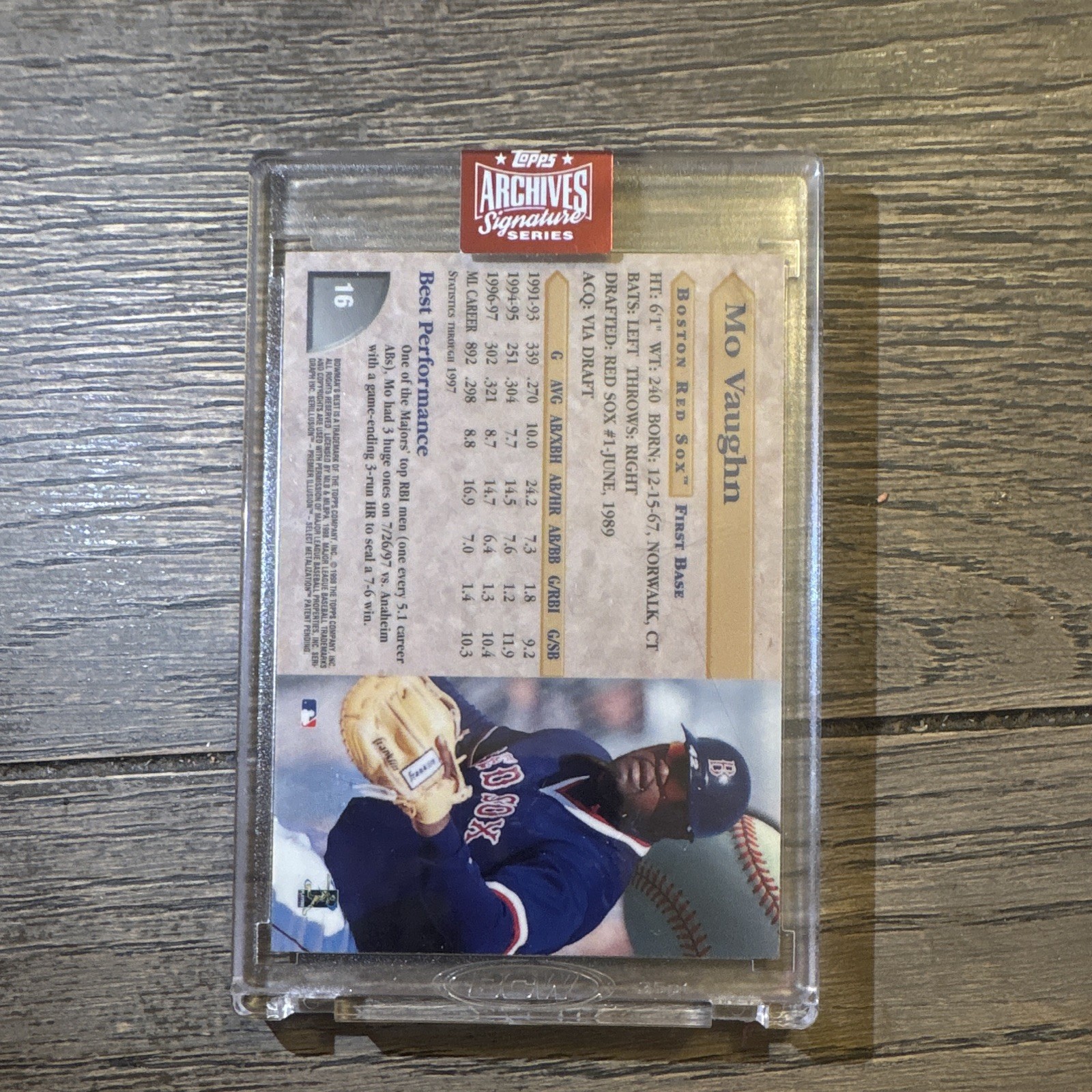 Topps 2023 Archives Signature Series Mo Vaughn Red Sox #16 Hard-Signed Auto 1/1 view 2