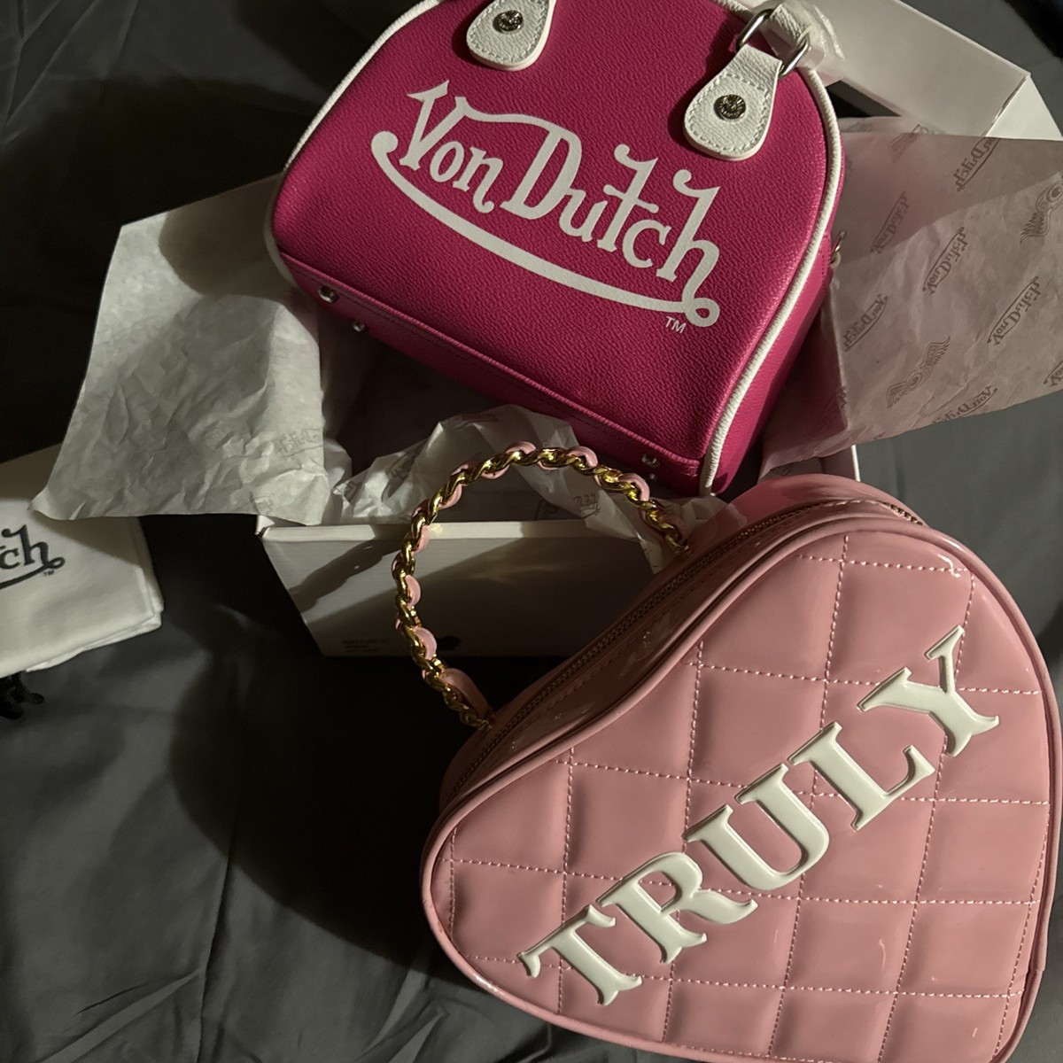 Von Dutch Classic Hot Pink Bowling bag Purse Hand Bag New NWT