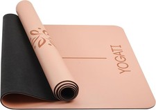Rubber Non Slip Pilates Yoga Mat with Alignment Lines, with Bag and Carry Strap
