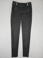 American Eagle Jeans Women's 0 24x28 Black Hi Rise Jegging Button Front Stretch