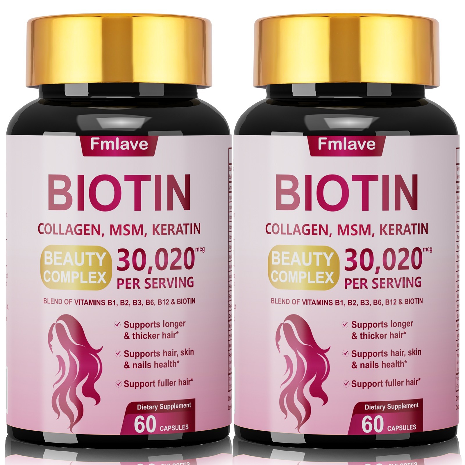 2x Biotin 30,020 mcg Hair Growth Capsule Healthier Thicker Fuller Anti Hair Loss