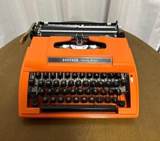 Brother Young Elite Typewriter Retro Vintage Antique Orange W/ Case Tested thumbnail